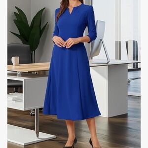 Elegant Blue Midi Dress by Allegra K